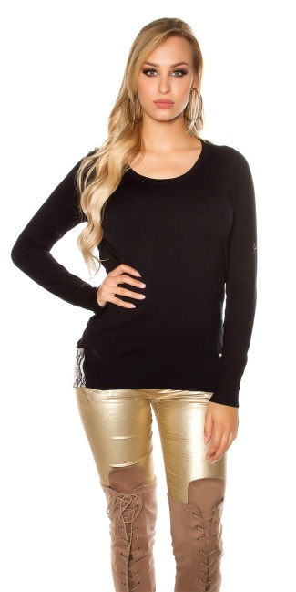 Trendy 2in1 jumper with Snake pattern Black